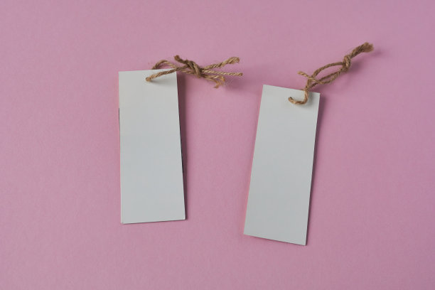 粉红色背景上的空白价格标签。品牌标识的模型。图片下载