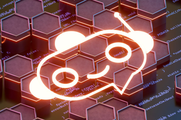 AI聊天机器人，人工智能技术，六边形模式背景图片下载