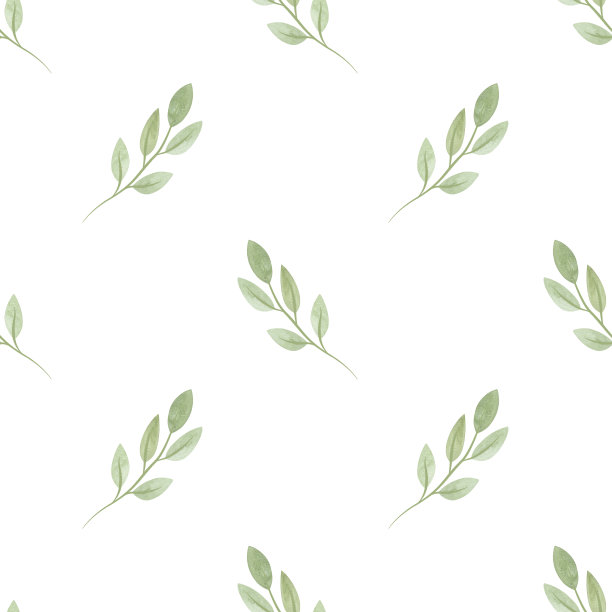 可爱的春天柔软的绿色树枝与树叶在素描风格。用于织物、墙纸、包装纸、包装化妆品、桌布、窗帘、家纺等的无缝水彩图案。图片下载