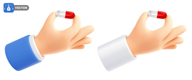 手持红白医药胶囊图片下载