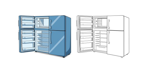 冰箱卡通设计插画图片下载