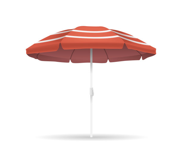 条纹沙滩伞孤立在白色背景。现实的三维矢量插图代表夏季主题图片下载