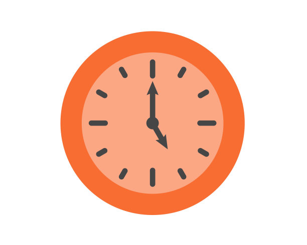 夏季时钟图标设计桃红色或橙色。水果代表时间。图片下载