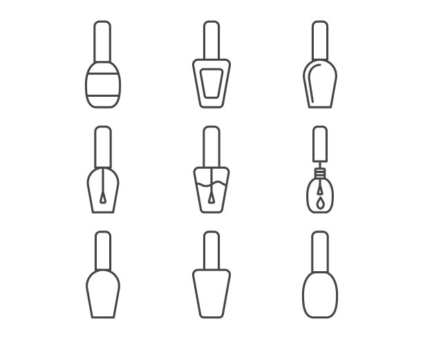 收集线性矢量图形图标美的形式的指甲油的修指甲和修脚。图片下载