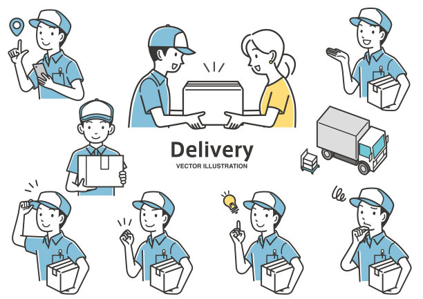 快递员插画套装图片下载