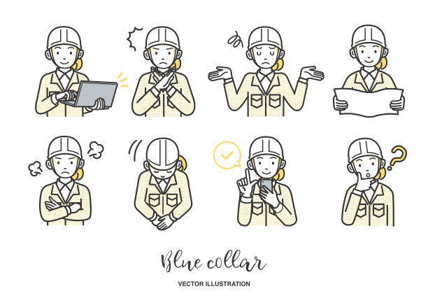 建筑工人女性插画素材集图片下载