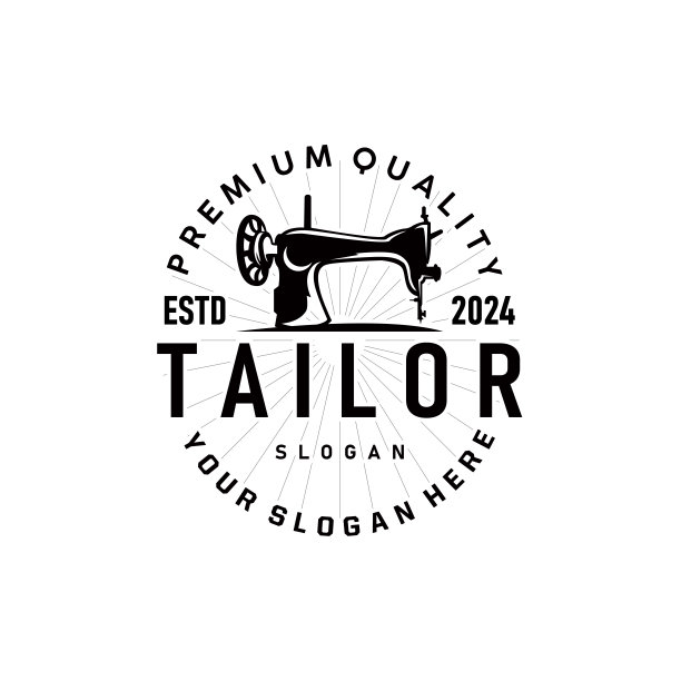 裁缝标志，针和线矢量，复古复古简单的极简主义旧的灵感设计图片下载