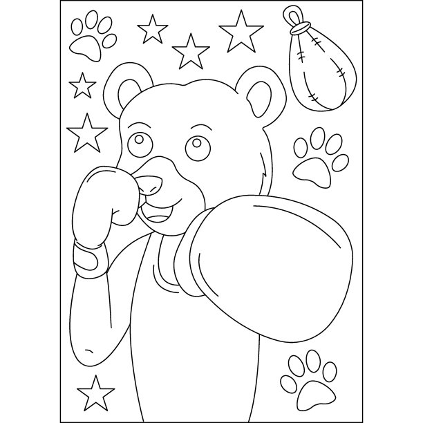 熊动物武术涂色书页图片下载