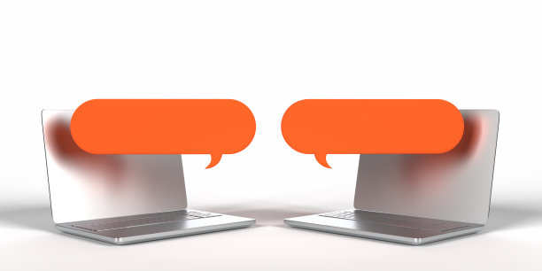 演讲泡沫;用笔记本电脑聊天。图片下载