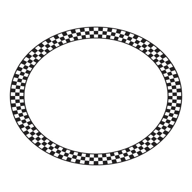 椭圆形框架，黑白格子图案。VPhoto或图片插图与棋盘，比赛旗帜或国际象棋游戏平面印刷。几何框架。矢量图解图片下载