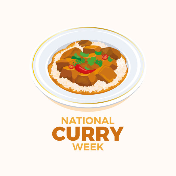 全国咖喱周海报矢量插图图片下载