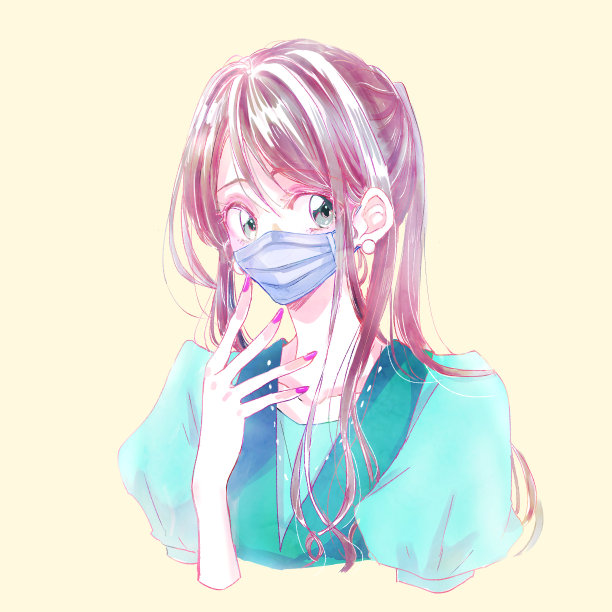 戴着面具扎马尾辫的女人图片下载