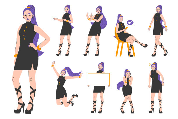 美女摆出不同的姿势图片下载