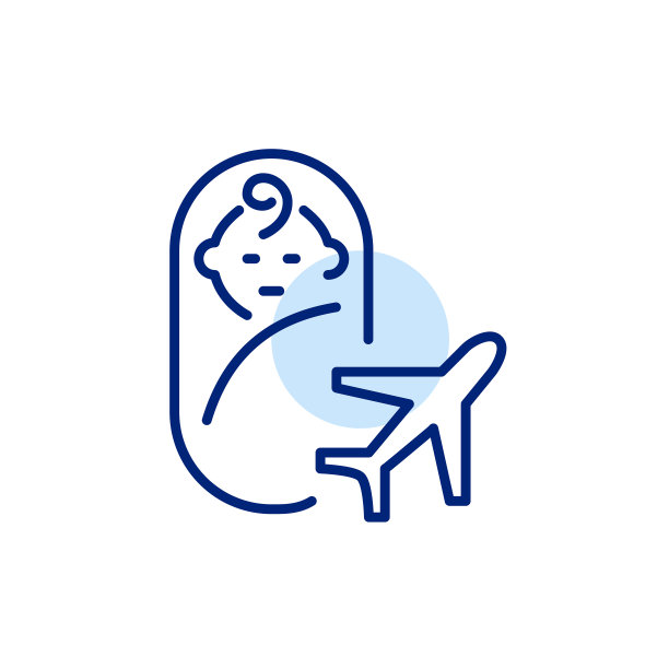 婴儿襁褓和飞机。带着婴儿舒适旅行。有利于家庭的航空公司。像素完美，可编辑的笔画图标图片下载