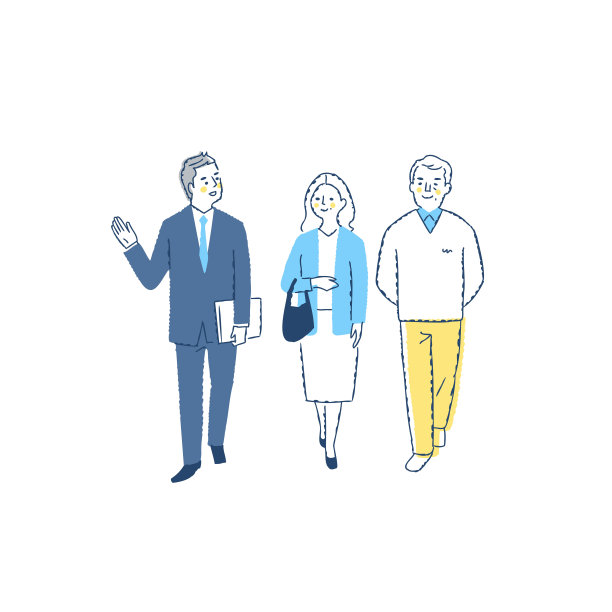 商人引导一对老年夫妇图片下载