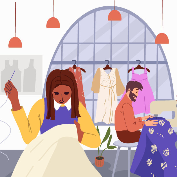 手工缝制车间。裁剪成分的尺寸。图片下载