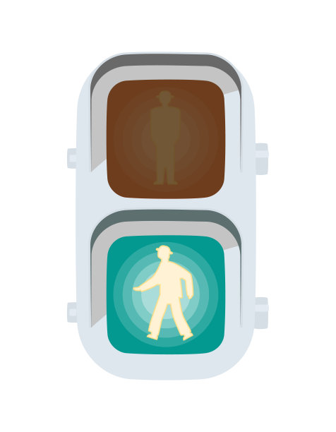 绿色行人交通灯。图片下载