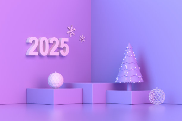 采购产品2025新年，圣诞装饰物与讲台，平台，霓虹灯背景图片下载