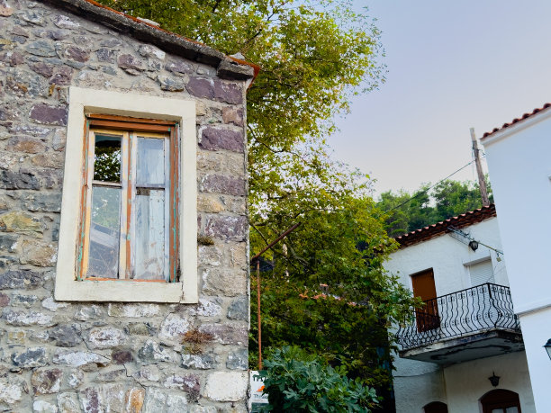 航拍全景照片，岛屿，萨莫色雷斯，爱琴海，希腊，在夏天，在黄昏。图片下载