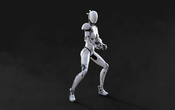 半机械人忍者服姿态与剪辑路径。图片下载