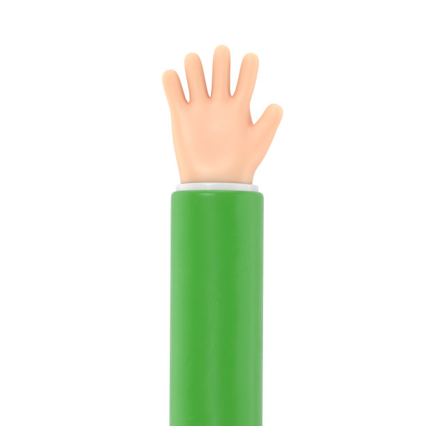 卡通手势图标模型。张开，露出五个手指，表示问候。白色背景的3D渲染。图片下载