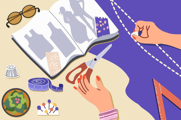 缝纫插图，横幅在平面设计图片下载