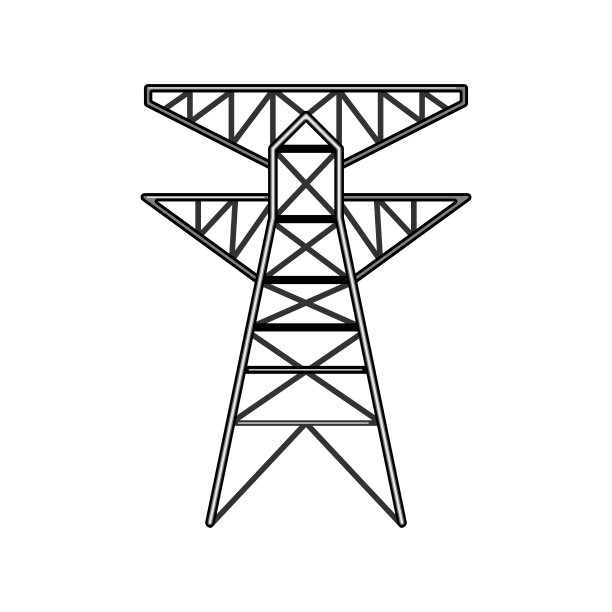 输电铁塔卡通矢量插图图片下载