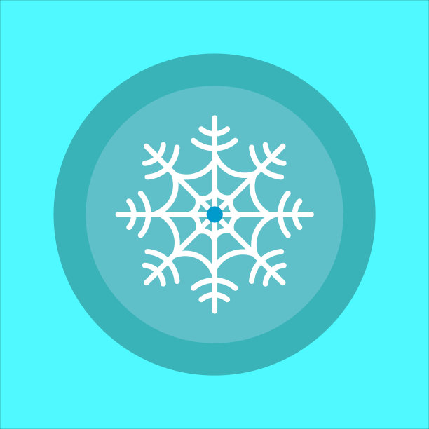 白色雪花在一个蓝色的环框架上的平面设计风格图片下载