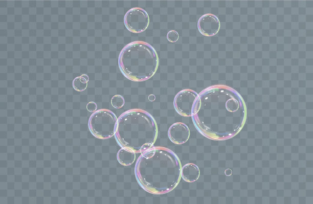 逼真的肥皂泡。透明背景上的飞行泡泡。图片下载