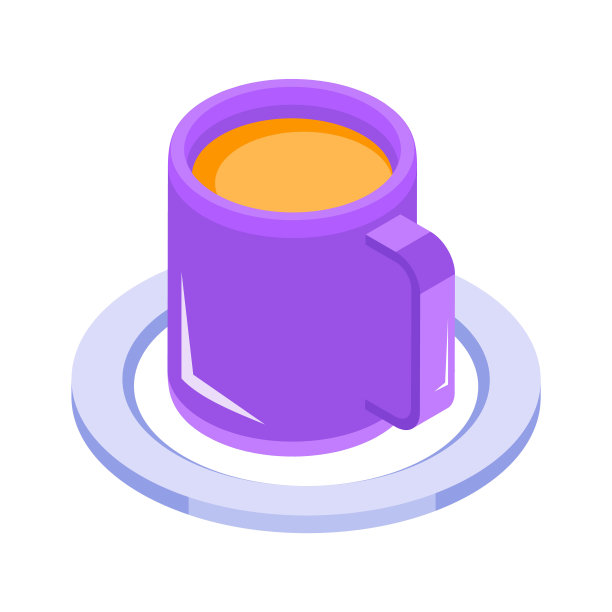 一个等距图标的茶杯在现代设计风格，准备为优质的使用。图片下载