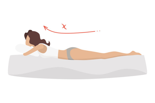 不正确的睡眠身体姿势。不健康的睡眠姿势脊柱在各种床垫和枕头。照顾背部、颈部的健康。矢量图图片下载
