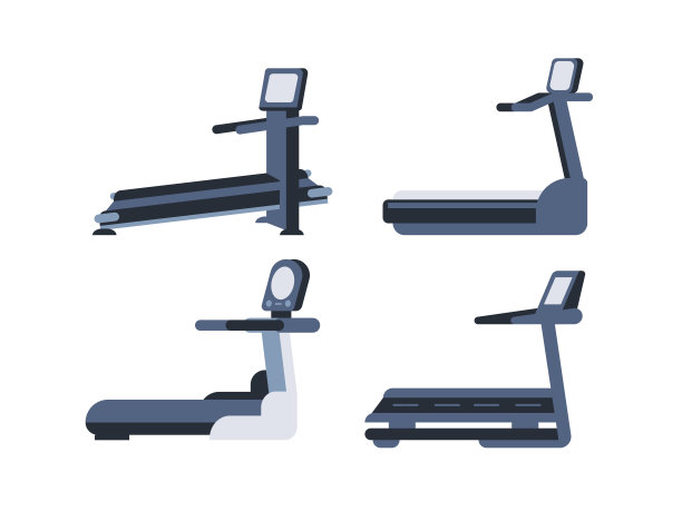 跑步机跑步卡通套装。运动的工具。跑步机。图片下载