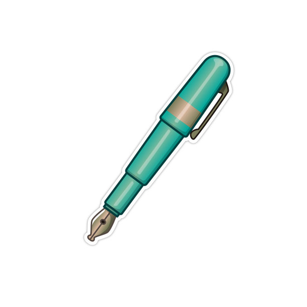 向量插图的绿松石喷泉钢笔画与白色的轮廓。图片下载