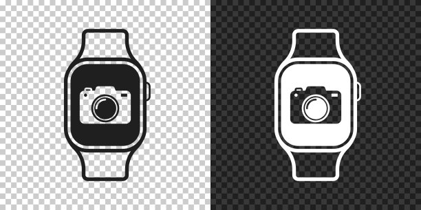 带摄像头的智能手表。空白背景上的设计图标图片下载