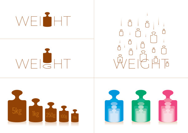 手绘公斤套。千克词概念。重量概念设计图片下载