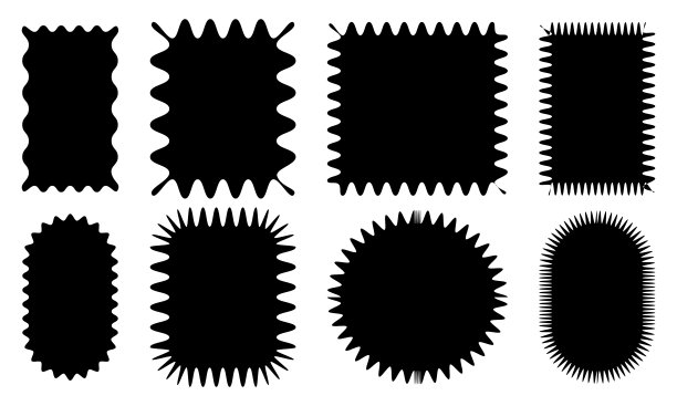 设置或不同的形状与弯弯曲曲和尖锐的边界图片下载