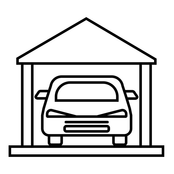 家庭车库/停车场的线条图说明图片下载