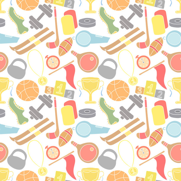 无缝运动模式。背景与体育图标。涂鸦运动插画图片下载