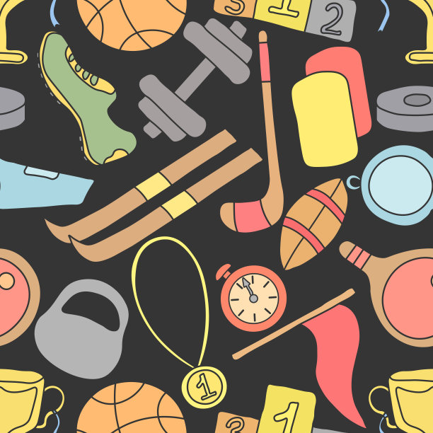 无缝运动模式。背景与体育图标。涂鸦运动插画图片下载