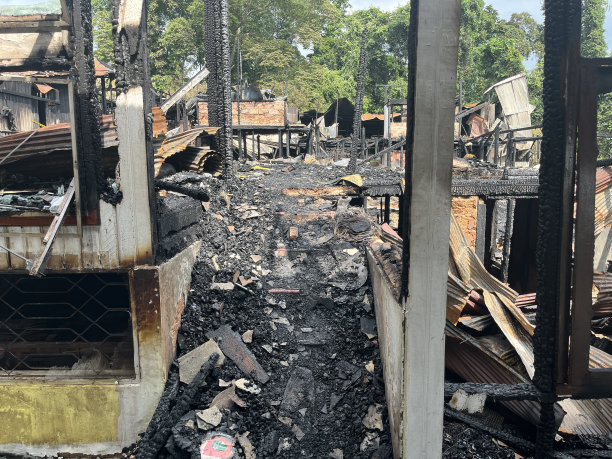 被火烧毁的房子。图片下载