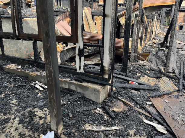 被火烧毁的房子。图片下载