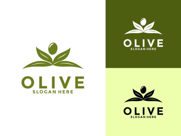 橄榄标志矢量插图，优质橄榄油标志设计模板图片下载