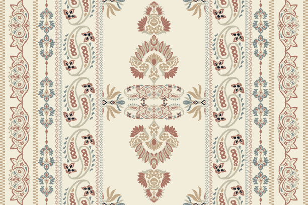 伊卡特部落印第安人无缝图案。民族阿兹特克织物地毯曼陀罗装饰本土波西米亚纹样纺织品。几何非裔美国东方传统矢量插图。刺绣的风格。图片下载