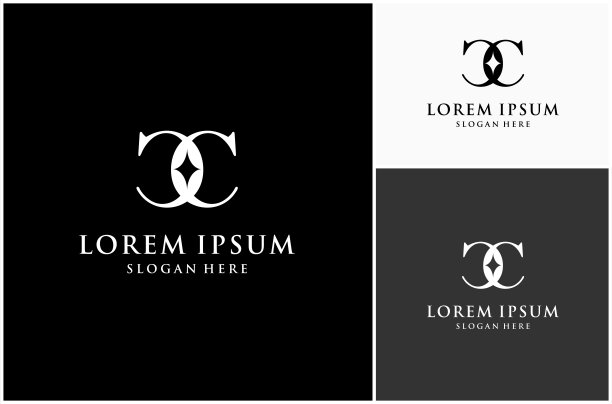 首字母CC字母组合镜豪华优雅美丽时尚字体矢量设计插图图片下载