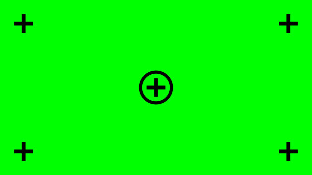 绿屏背景与黑色跟踪十字标记。胶卷制作工业中的变色技术。在电影后期制作阶段添加视觉效果或视觉特效的技术。矢量图图片下载