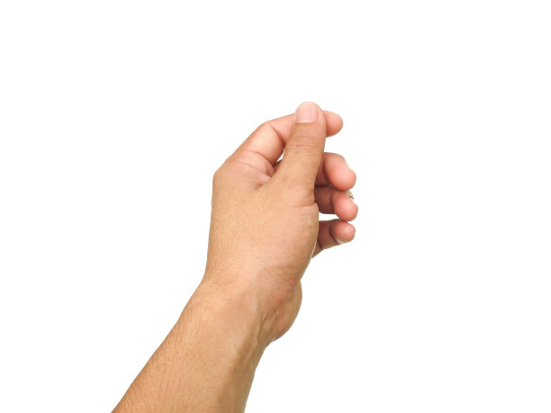 男性的手做出拿着名片或名片的手势。一些证件，身份证，护照，硬币，或者别的什么。孤立在白色背景上。图片下载