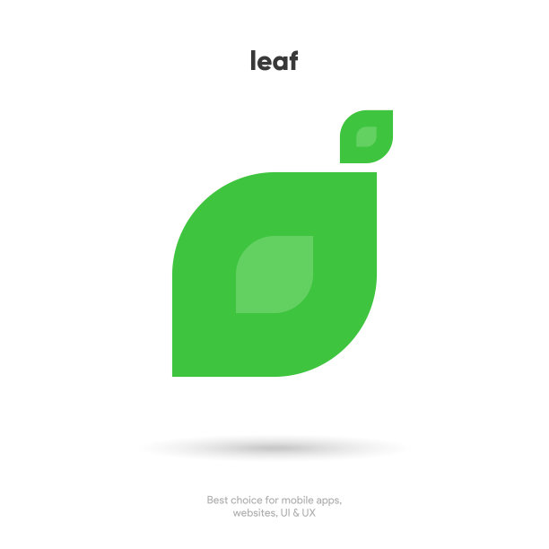 平坦的绿叶图标。叶子在孤立的白色背景上签名。绿叶符号。图标设计的自然，生态，素食，生物标签。图片下载