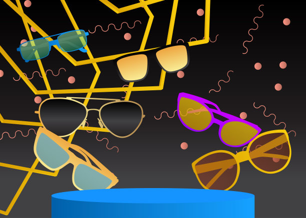 样机产品展示与太阳镜。矢量圆柱基座基座基座。舞台展示。最小几何形式。图片下载