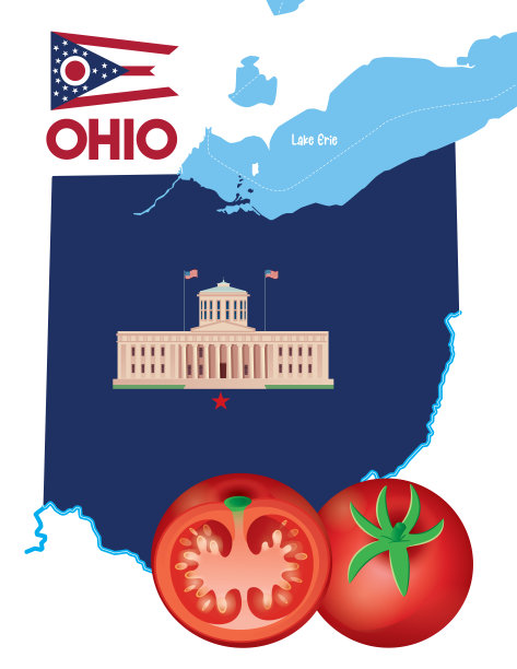 俄亥俄州及番茄地图图片下载