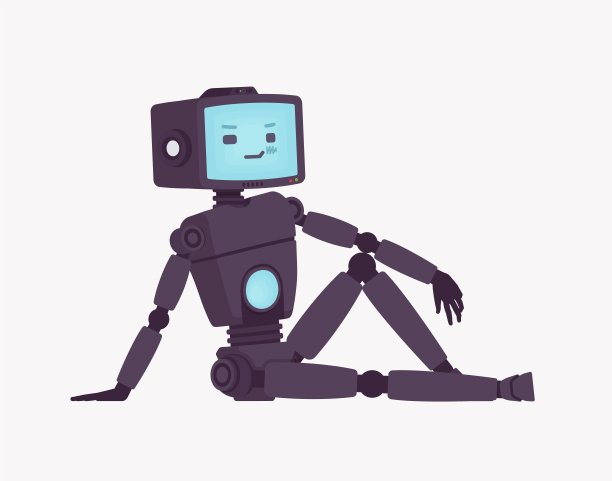 机器人朋友AI技术聊天机器人，电脑助理地板坐图片下载